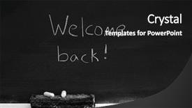  Presentation with welcome back - Beautiful slides featuring welcome back school teachers - chalkboard with chalk eraser marks backdrop and a black colored foreground