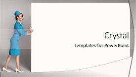  Presentation with blue - Slides with commercial airplane isolated white - portrait of charming stewardess wearing background and a pink colored foreground