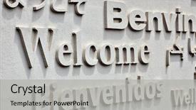  Presentation with foreign - Beautiful presentation theme featuring welcome board with greeting backdrop and a light gray colored foreground