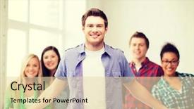  Presentation with racial group high school students - Presentation consisting of welcome class - education concept - group background and a  colored foreground