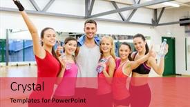  Presentation with group training - Audience pleasing PPT layouts consisting of welcome class - fitness sport training gym backdrop and a red colored foreground