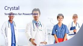  Presentation with metabolic syndrome doctor - Audience pleasing theme consisting of welcome class - handsome doctor offering an handshake backdrop and a sky blue colored foreground