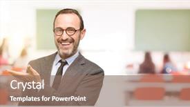  Presentation with teacher - Audience pleasing PPT theme consisting of welcome class - teacher man using glasses holding backdrop and a coral colored foreground