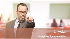  Presentation with teacher - Audience pleasing presentation design consisting of welcome class - teacher man using glasses pointing backdrop and a coral colored foreground