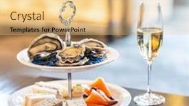  Presentation with international buffet - Presentation theme consisting of welcome-cocktail-canapes-dish-fresh background and a lemonade colored foreground