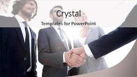  Presentation with team - Presentation theme having welcome company - business team welcoming its investors background and a white colored foreground