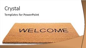  Presentation with welcome - PPT theme having welcome doormat isolated on white background and a white colored foreground