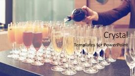  Presentation with sparkling wine - Amazing slides having welcome drink - bartender is pouring sparkling wine backdrop and a lemonade colored foreground