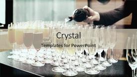  Presentation with sparkling wine - Theme having welcome drink - bartender is pouring sparkling wine background and a soft green colored foreground