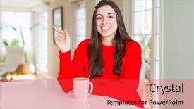  Presentation with black hand - Presentation design consisting of welcome drink - beautiful young woman drinking background and a red colored foreground