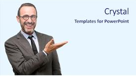  Presentation with blonde holding magnifying glass - Slides having welcome education - teacher man using glasses holding background and a white colored foreground