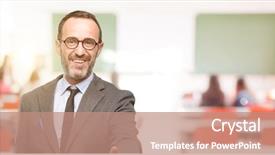  Presentation with trust - Cool new PPT theme with welcome education - teacher man using glasses holds backdrop and a coral colored foreground