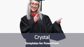  Presentation with fingers - PPT theme featuring welcome education - young blonde woman wearing graduate background and a ocean colored foreground