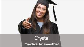  Presentation with friendly - Colorful PPT theme enhanced with welcome education - young hispanic woman wearing graduated backdrop and a gray colored foreground