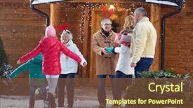  Presentation with collage of families celebrating christmas - PPT layouts enhanced with welcome family for christmas celebration background and a tawny brown colored foreground