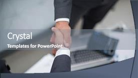  Presentation with trading - Slide deck having welcome farewell - close up handshake trading partners background and a gray colored foreground