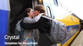  Presentation with farewell - Amazing theme having welcome farewell - cute couple in their twenties backdrop and a dark gray colored foreground