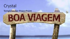  Presentation with good - Cool new PPT theme with welcome farewell - good travel in portuguese sign backdrop and a light blue colored foreground