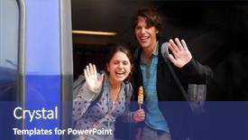  Presentation with twenties - Beautiful slides featuring welcome farewell - young couple in their twenties backdrop and a ocean colored foreground