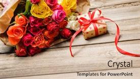  Presentation with red roses rose garden - PPT theme having welcome flowers - bunch of roses background and a lemonade colored foreground