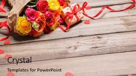  Presentation with war roses tudor rose - Presentation featuring welcome flowers - bunch of roses background and a soft green colored foreground