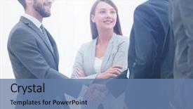  Presentation with welcome - Theme enhanced with welcome handshake of business partners background and a teal colored foreground