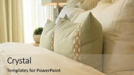  Presentation with kid bedroom - PPT theme consisting of welcome home - cozy comfortable welcoming bedding background and a soft green colored foreground