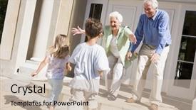  Presentation with grandparents - Beautiful theme featuring welcome home - grandparents welcoming grandchildren backdrop and a soft green colored foreground