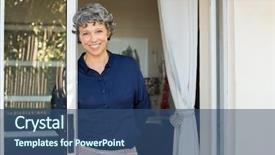  Presentation with cctv camera security system business - Slides having welcome home - portrait of smiling mature woman background and a ocean colored foreground