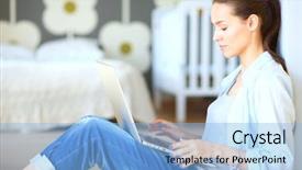  Presentation with young children - Beautiful presentation featuring welcome home - young woman sitting backdrop and a light blue colored foreground