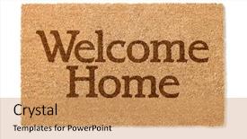  Presentation with welcome gardeners - Presentation design consisting of welcome home mat isolated background and a coral colored foreground