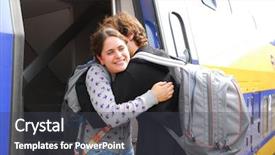  Presentation with twenties - Cool new PPT theme with welcome hug - cute couple in their twenties backdrop and a dark gray colored foreground