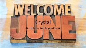  Presentation with june - PPT theme with banner - word abstract in vintage background and a coral colored foreground