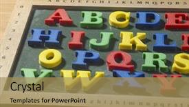  Presentation with alphabet - PPT theme consisting of welcome kindergarten - capital alphabet on the blackboard background and a yellow colored foreground
