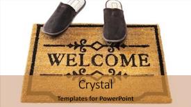  Presentation with welcome - Colorful theme enhanced with welcome mat and slippers backdrop and a gold colored foreground