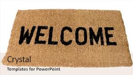  Presentation with clear - Colorful theme enhanced with welcome mat in large clear backdrop and a coral colored foreground