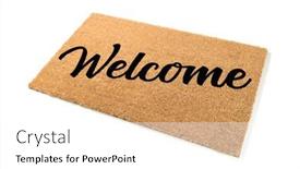  Presentation with welcome - Colorful presentation enhanced with welcome-mat-isolated-on-white backdrop and a white colored foreground