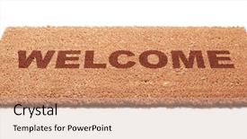  Presentation with welcome - Presentation theme having welcome mat isolated background and a soft green colored foreground
