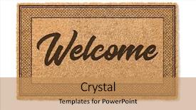  Presentation with welcome - Slides consisting of welcome mat isolated background and a coral colored foreground