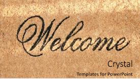  Presentation with welcome - PPT theme consisting of welcome mat background and a coral colored foreground