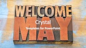  Presentation with welcome - Colorful presentation theme enhanced with welcome may banner - word abstract backdrop and a coral colored foreground