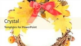  Presentation with flowers on white wooden - Presentation design featuring welcome november - beautiful thanksgiving wreath on white background and a  colored foreground