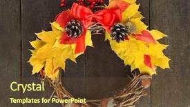  Presentation with thanksgiving - Presentation theme having welcome november - beautiful thanksgiving wreath on wooden background and a tawny brown colored foreground