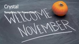  Presentation with november - Beautiful slides featuring welcome november - white chalk handwriting backdrop and a gray colored foreground
