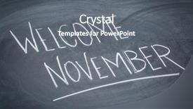  Presentation with welcome back handwriting - Colorful slide set enhanced with welcome november - white chalk handwriting backdrop and a gray colored foreground
