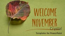  Presentation with green tree - Slide set consisting of welcome-november-handwriting-on-handmade background and a yellow colored foreground