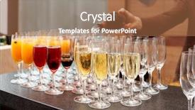  Presentation with sparkling wine - Beautiful PPT layouts featuring welcome party - bartender is pouring sparkling wine backdrop and a tawny brown colored foreground
