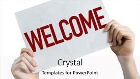  Presentation with welcome - Amazing PPT layouts having welcome placard isolated on white backdrop and a white colored foreground