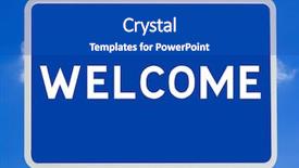  Presentation with welcome - Beautiful PPT layouts featuring welcome road sign backdrop and a cobalt blue colored foreground