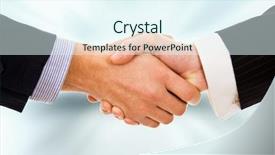  Presentation with handshake - Presentation theme featuring welcome sign - business deal - closeup background and a sky blue colored foreground